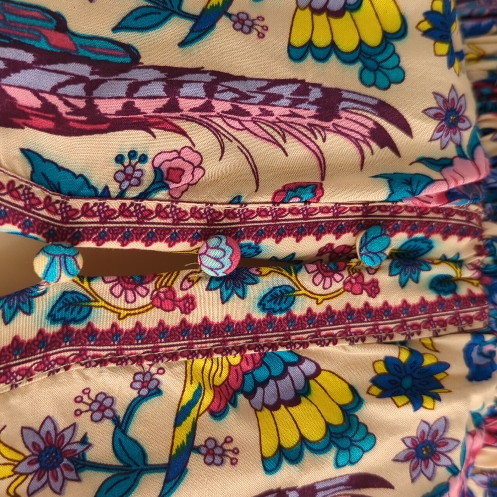 Mora Floral Bird Boho Mini Dress M - Picture 11 of 16